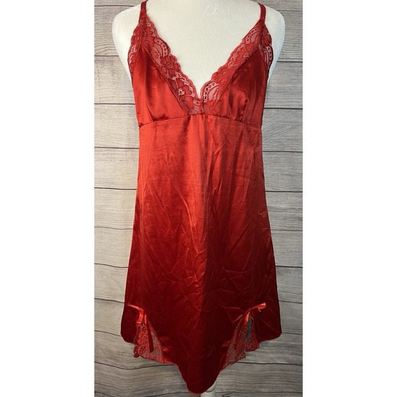 Adome Other - Adome Elegant Red Lace Chemise Slip Saying Lace And Bows Glam Size Large‎